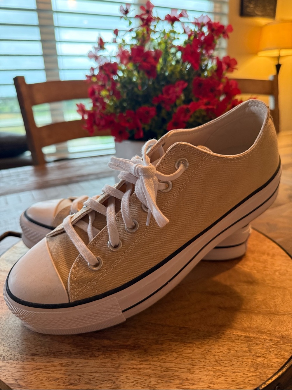 Converse Canvas Sneakers in Light Tan with White Accents